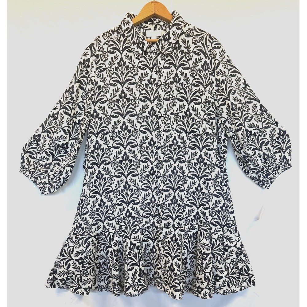 Charter Club Luxury Womens 100% Linen Button Dress Tiered Long Sleeve Sz XL NWT